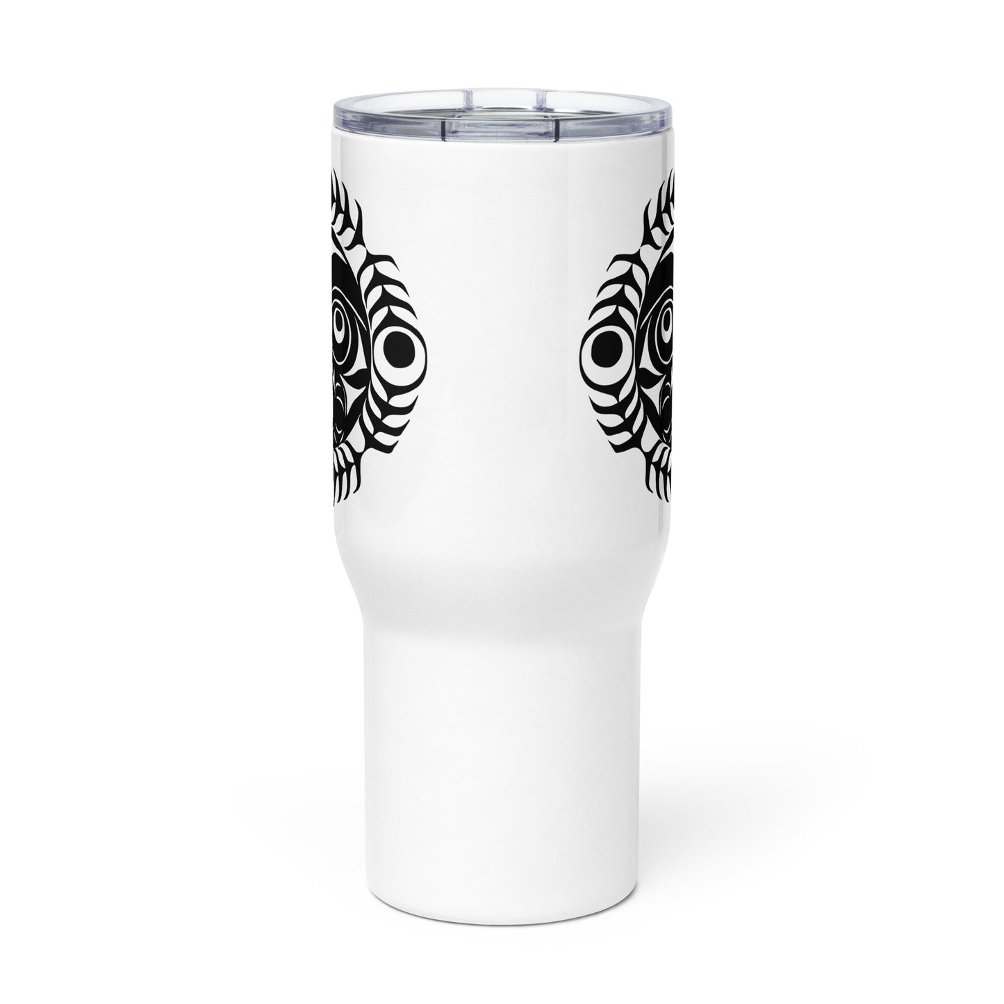 "Sun Mask" Travel mug with a handle
