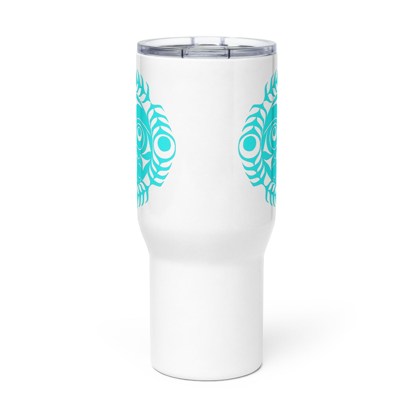 "Sun Mask" Travel mug with a handle