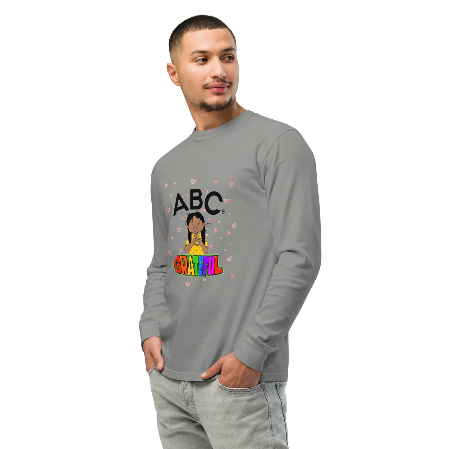 "ABCs of Grateful" Garment-dyed heavyweight long-sleeve shirt