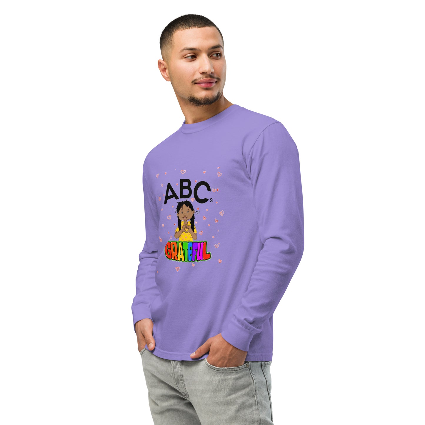 "ABCs of Grateful" Garment-dyed heavyweight long-sleeve shirt