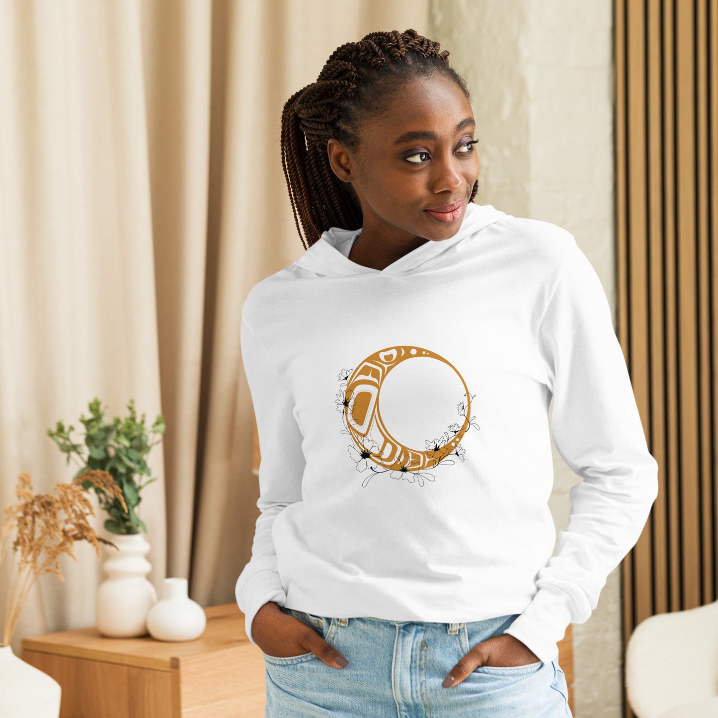 "Flower Moon" Hooded long-sleeve tee