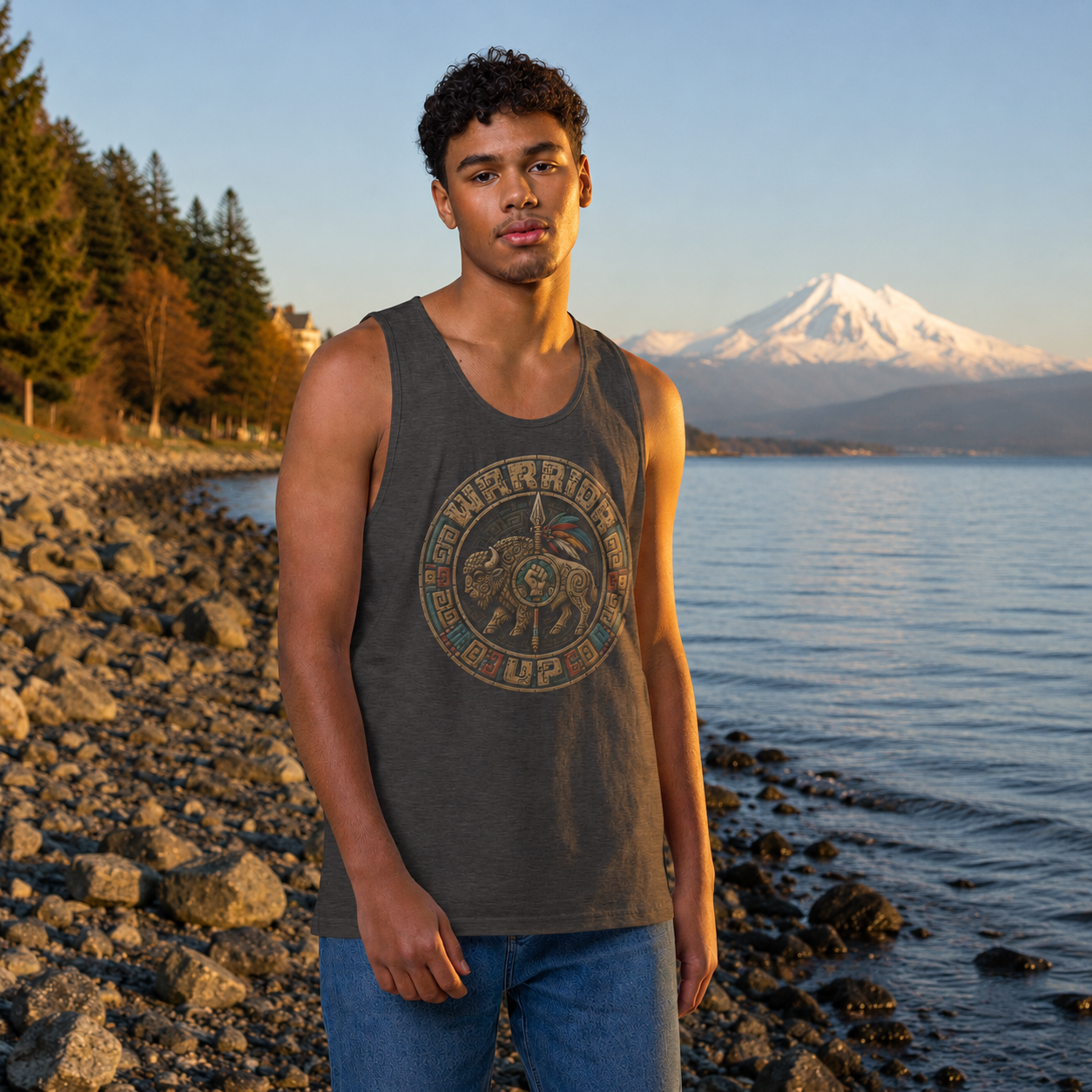"Warrior Up Bison" Men’s premium tank top