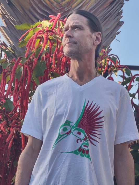 "Hummingbird" Unisex Short Sleeve V-Neck T-Shirt