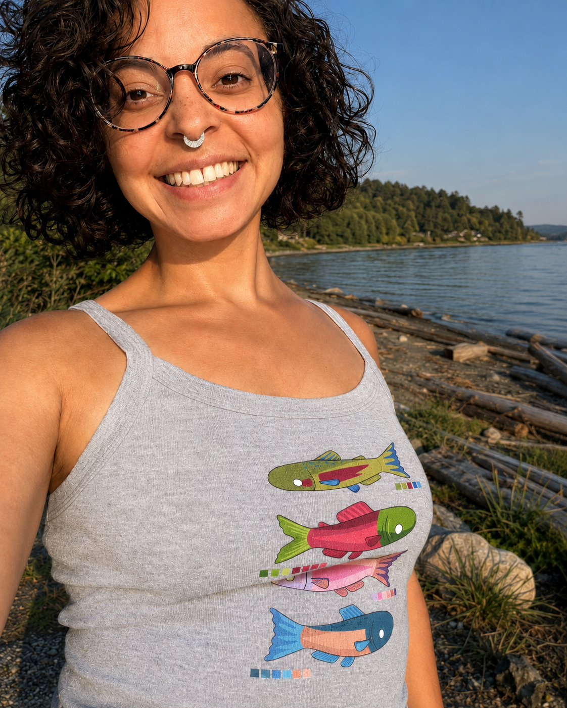"Salmony Salmon" Women’s micro-rib tank top