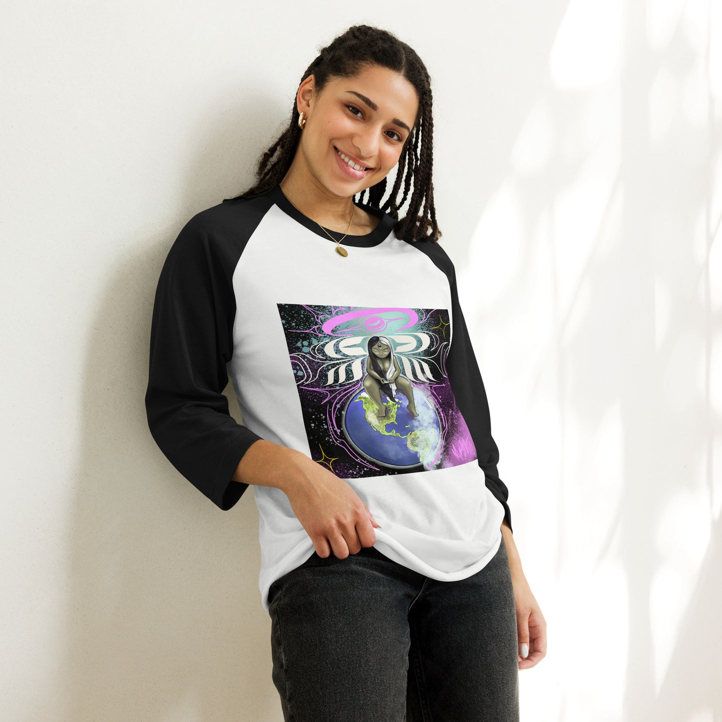 "Positive Vibrations" 3/4 sleeve raglan shirt