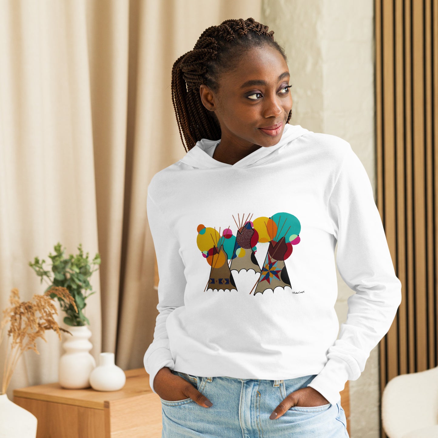 "SWAIA 80's Powwow" Hooded long-sleeve tee