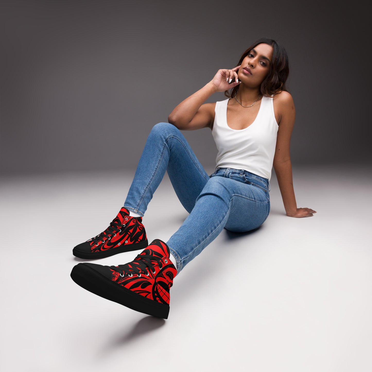 "Raven Steals the Sun" Women’s high top canvas shoes